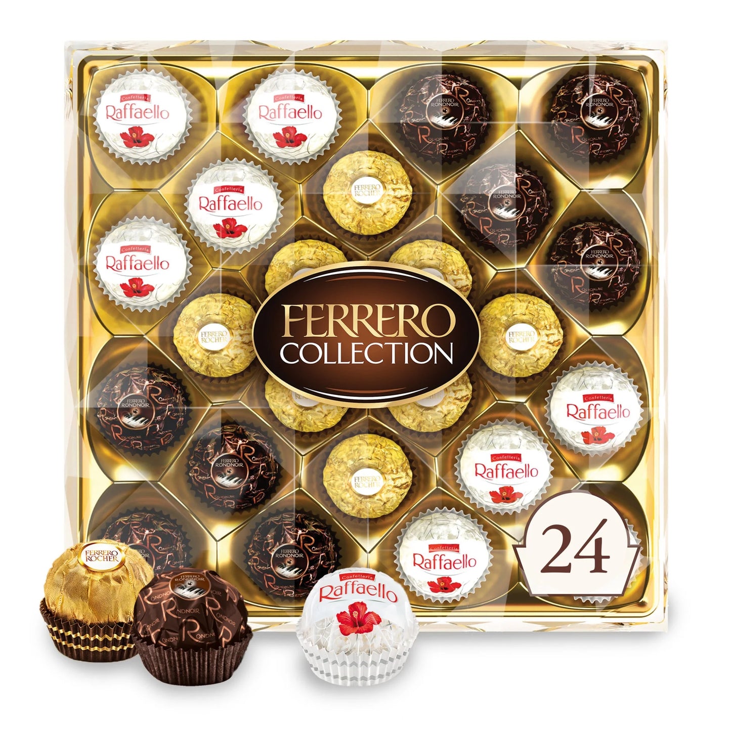 Ferrero Collection, 24 Count, Premium Gourmet Assorted Hazelnut Milk Chocolate, Dark Chocolate and Coconut, 9.1 oz