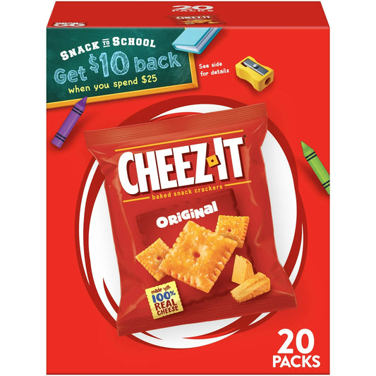 Cheez-It Original Cheese Crackers, Baked Snack Crackers, 20 Count